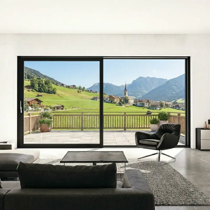 Anthrazitfarbene Hebeschiebetür für Terrasse